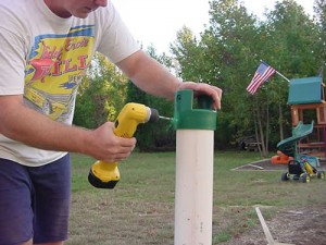 Drill holes in footing cap